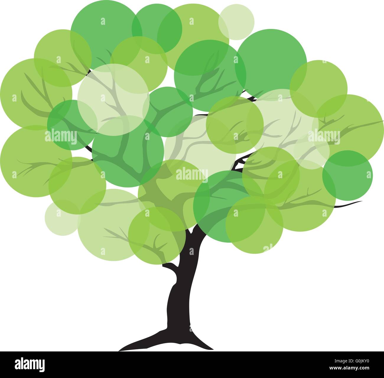 vector illustration of an abstract tree with green circles Stock Vector ...