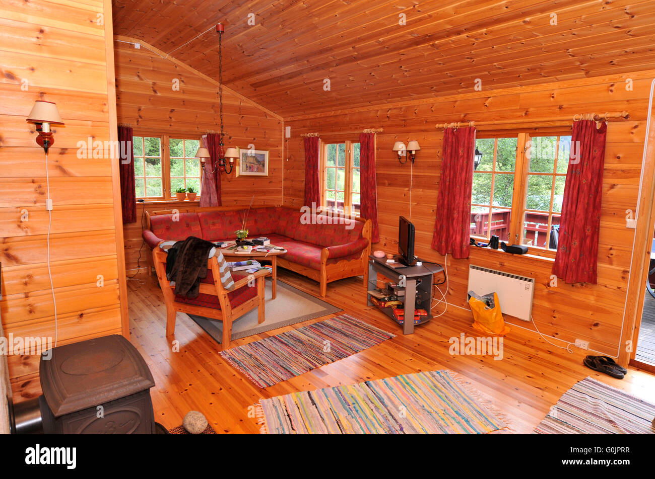 Wooden hut, cottage, holliday chalet, cabin, Norway Stock Photo