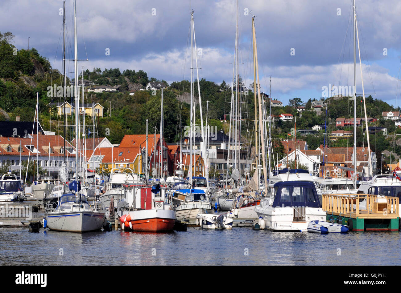 Boats, ships, boat harbor, marina, Mandal, Vest-Agder, Norway Stock Photo