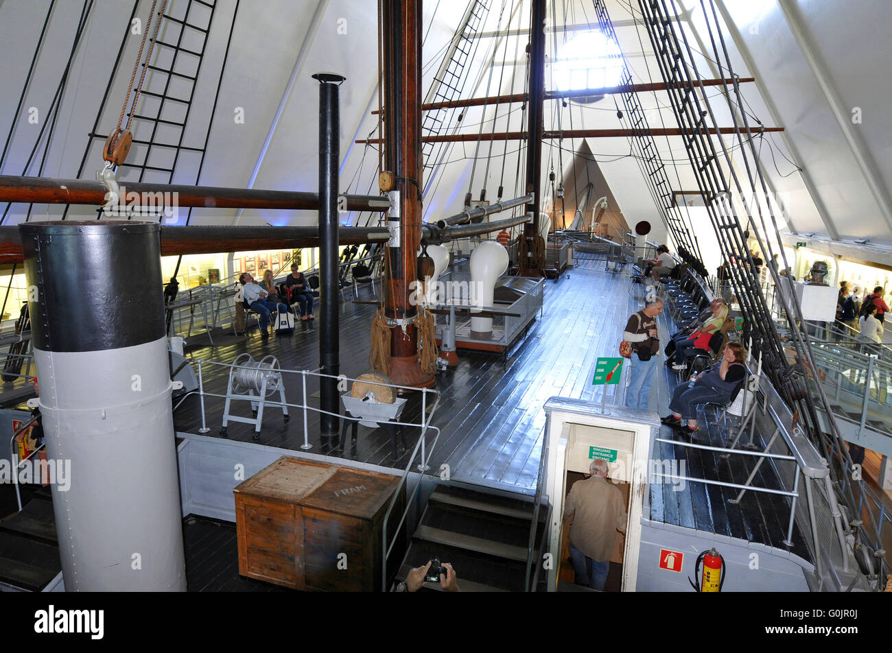 Top deck, polar ship, research vessel Fram, Fram Museum, Oslo, Norway ...