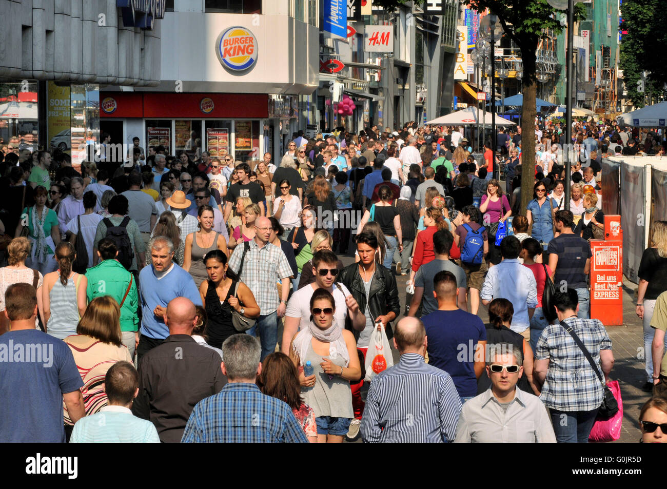 Crowd, shopping area, shopping street, Schildergasse, Cologne, North Rhine-Westphalia, Germany / Köln Stock Photo