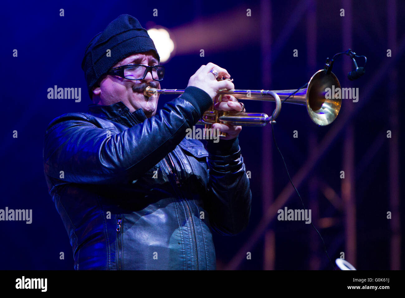 Italian trumpeter Giovanni Falzone in concert at Torino Jazz Festival Stock Photo