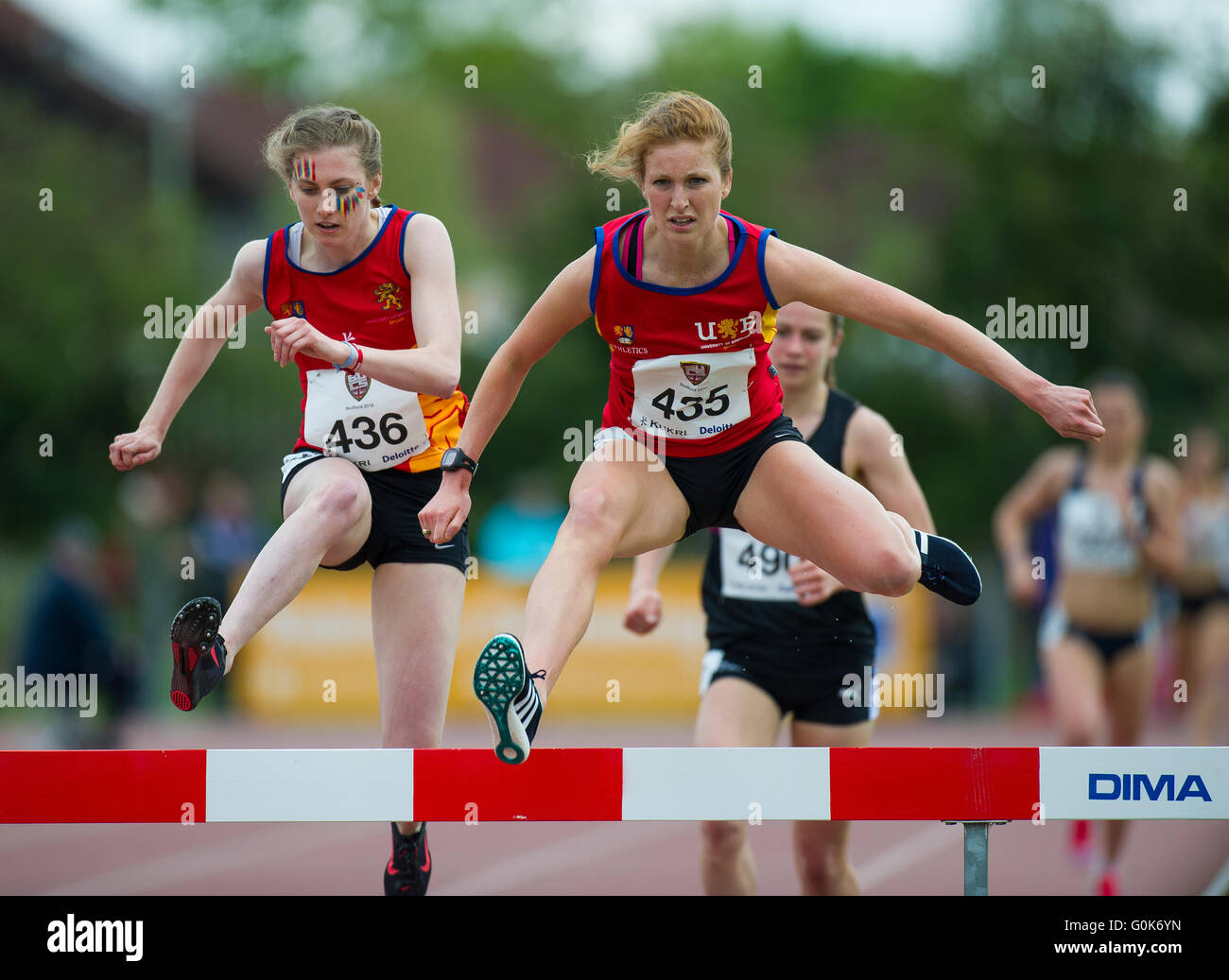 Bedford, UK. 1st May, 2016. Pippa Woolven (435) winning the Women's 2000m Steeplechase at the BUCS Outdoor Athletics Championships, Bedford Stadium, 1st May 2016 Credit:  Gary Mitchell/Alamy Live News Stock Photo