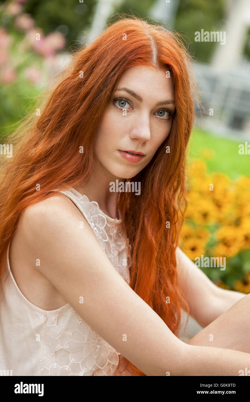 Gorgeous Blond Woman Looking at Camera Stock Photo