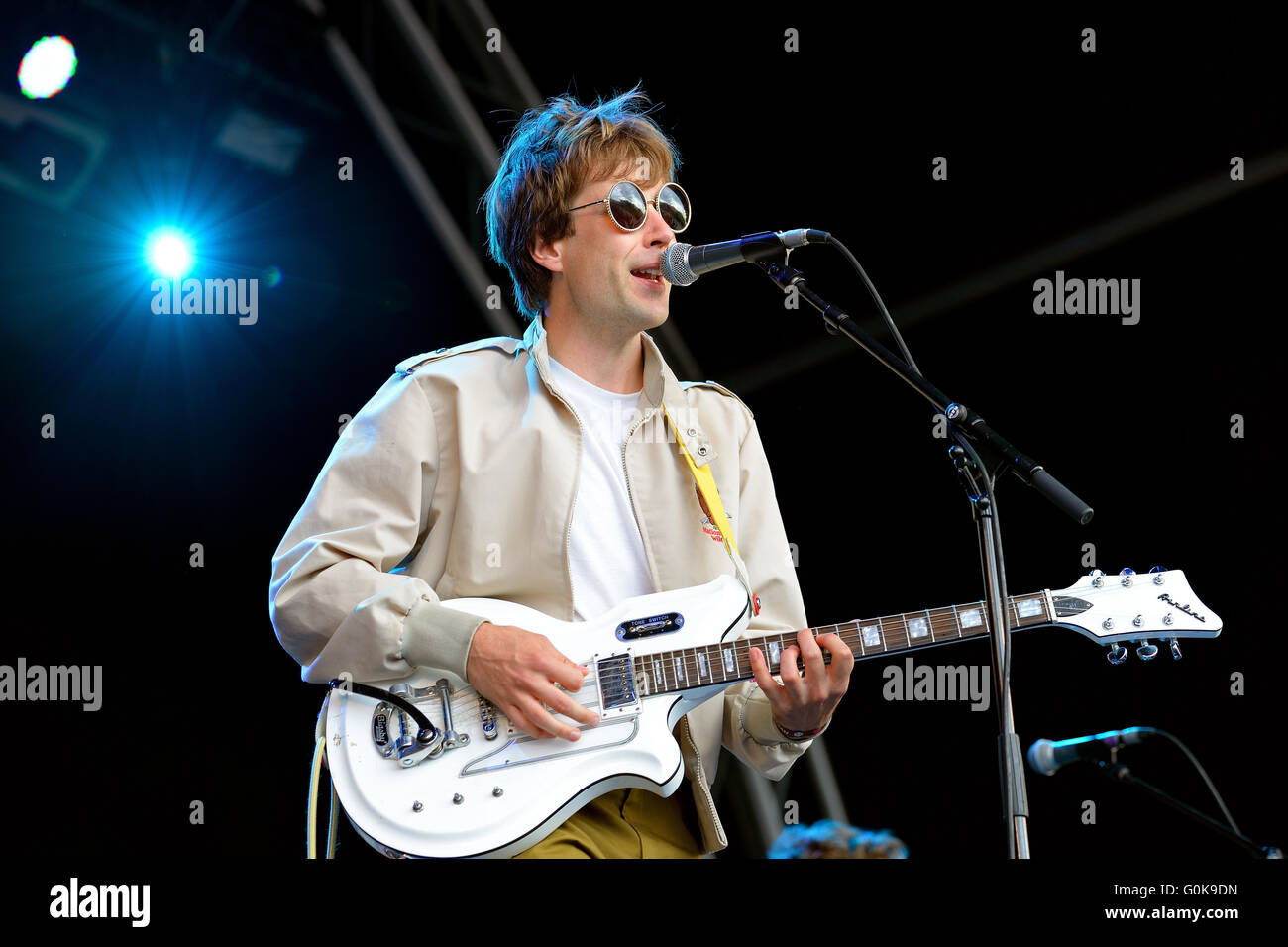 BARCELONA - MAY 31: Islands (indie rock band) in concert at Heineken Primavera Sound 2014 Festival (PS14). Stock Photo