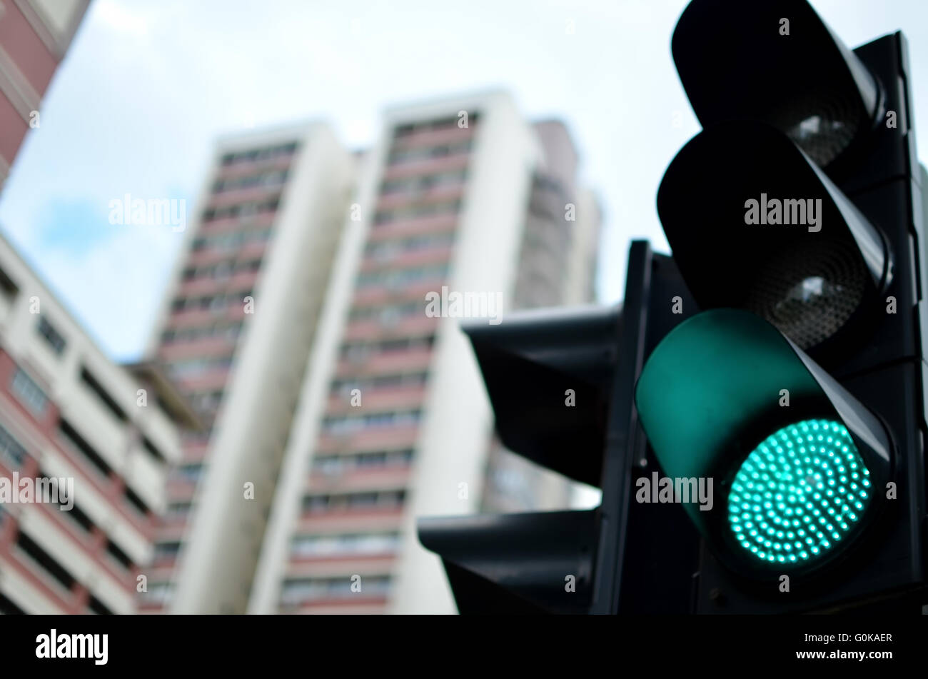 Green traffic light in the city Stock Photo