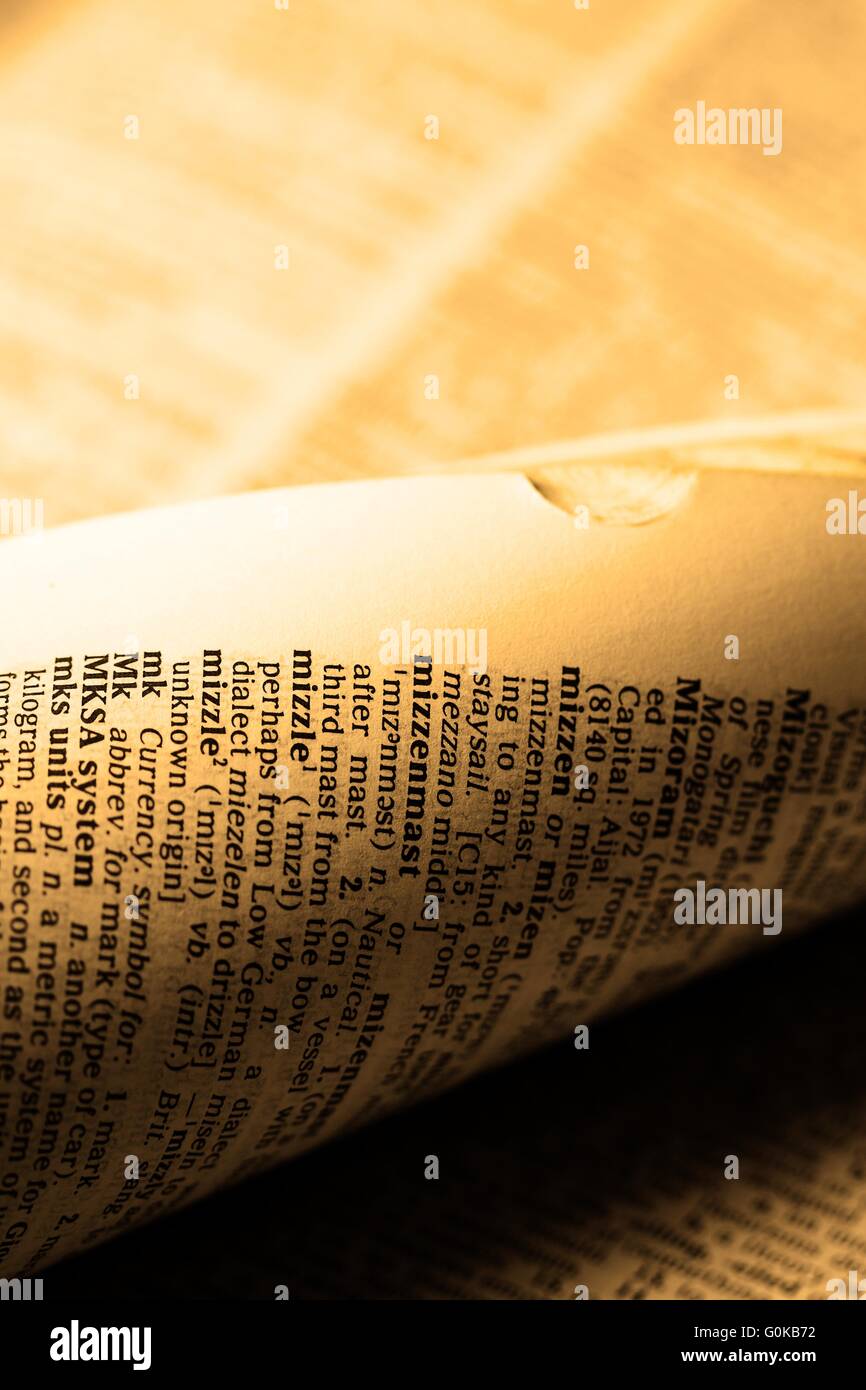 English dictionary with open pages Stock Photo Alamy