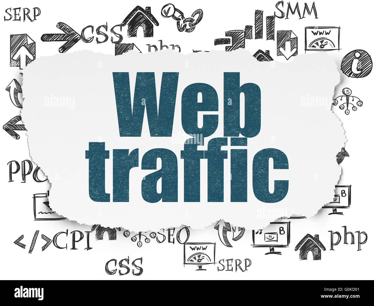 Web development concept: Web Traffic on Torn Paper background Stock Photo