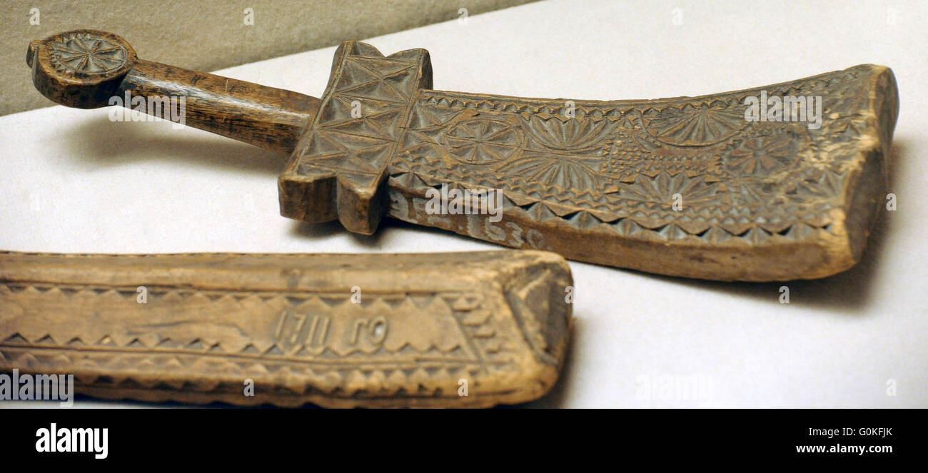 Washing Paddle. Wood; carving. Russia, 1720. The State Hermitage Museum. Saint Petersburg. Russia. Stock Photo