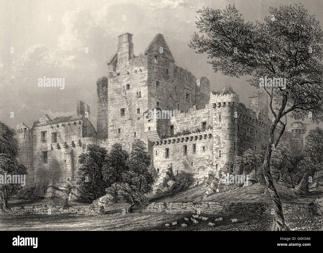 Craigmillar Castle, a ruined medieval castle in Edinburgh, Scotland Stock Photo