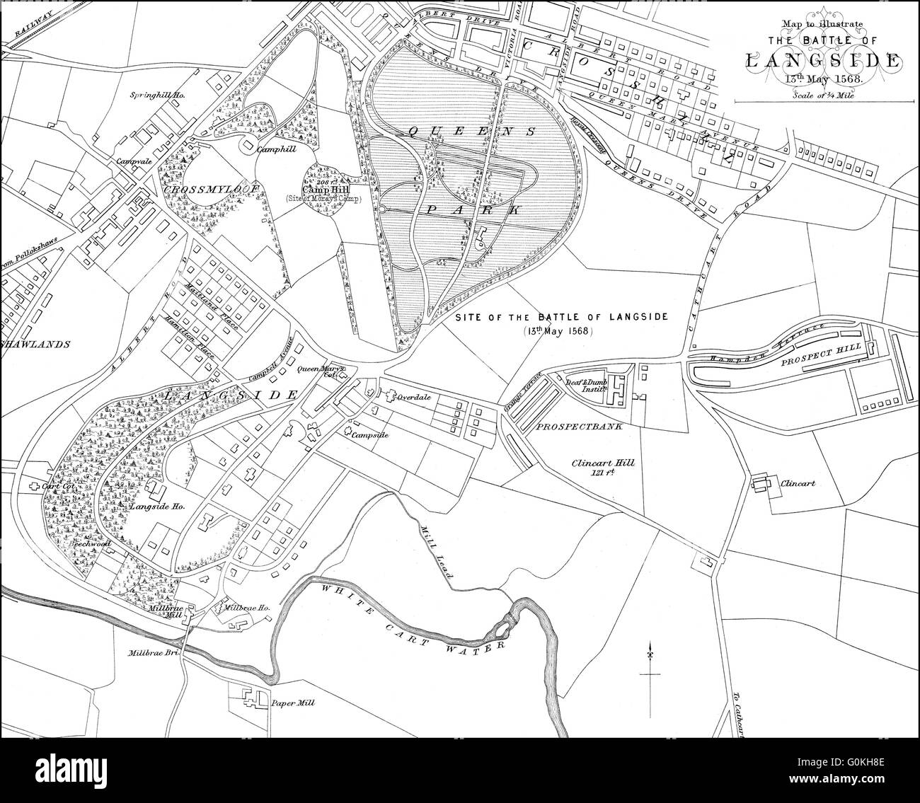 The Battle of Langside, on 13 May 1568, Scotland Stock Photo