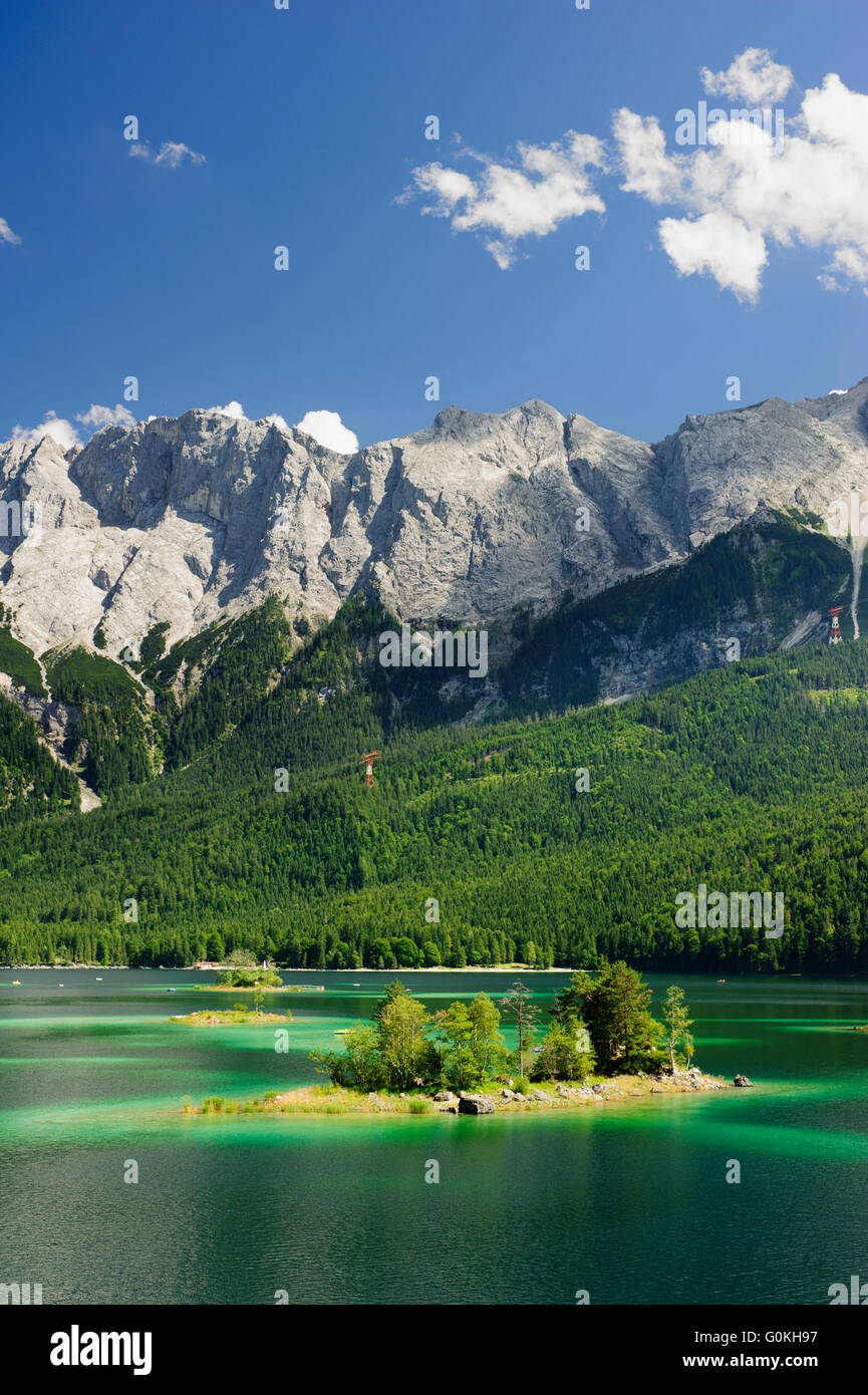 alps mountains Zugspitze and lake Eibsee in Bavaria Stock Photo
