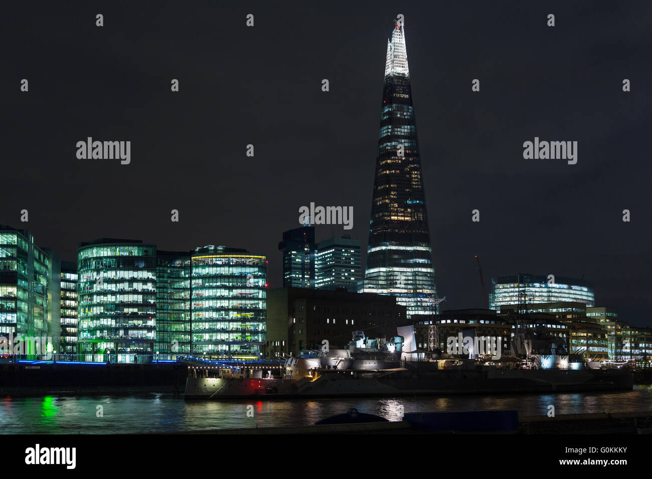 The Shard tower at night in London, 2015 Stock Photo