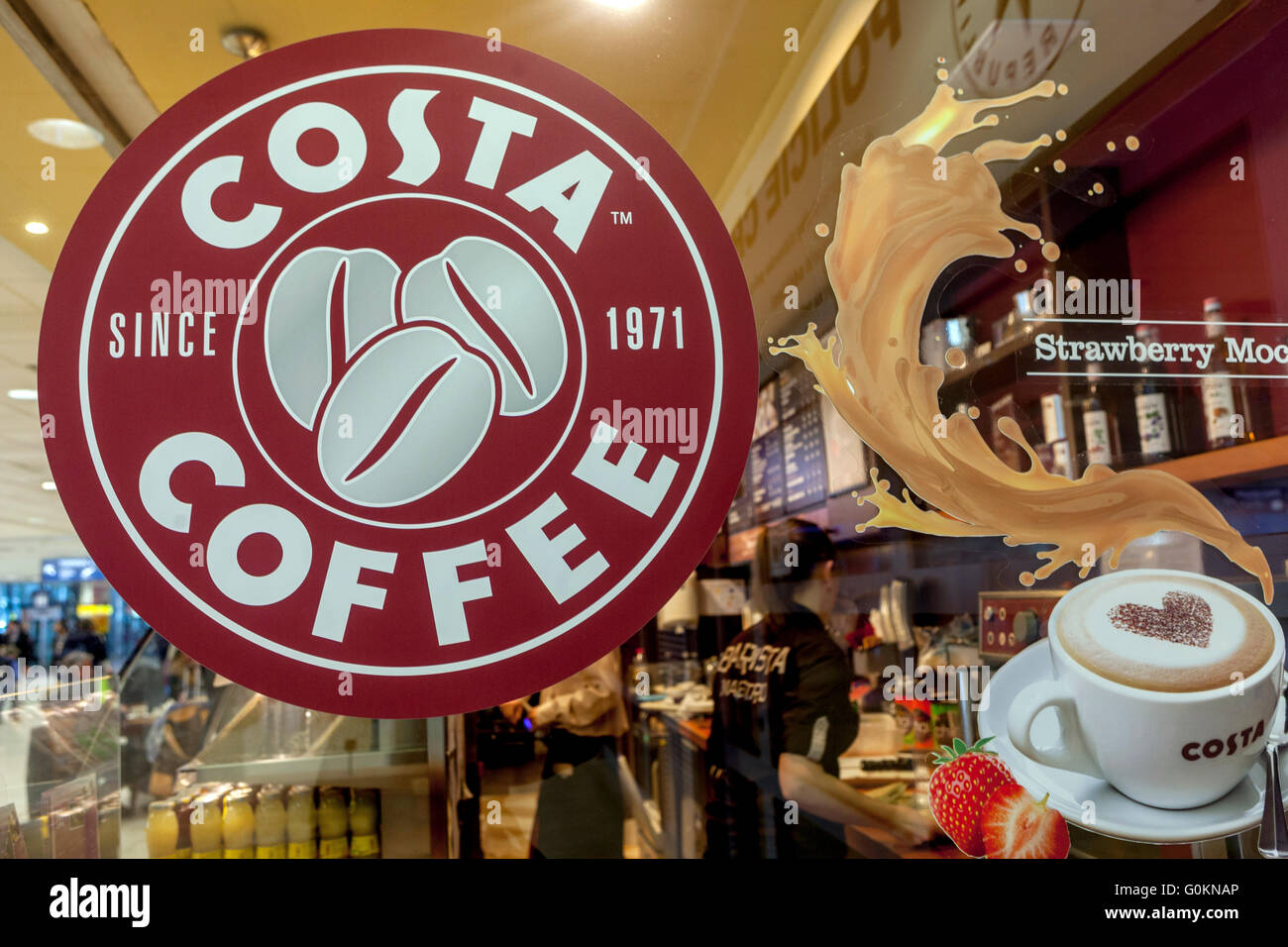 Costa coffee shop,  Airport Prague, Czech Republic Stock Photo