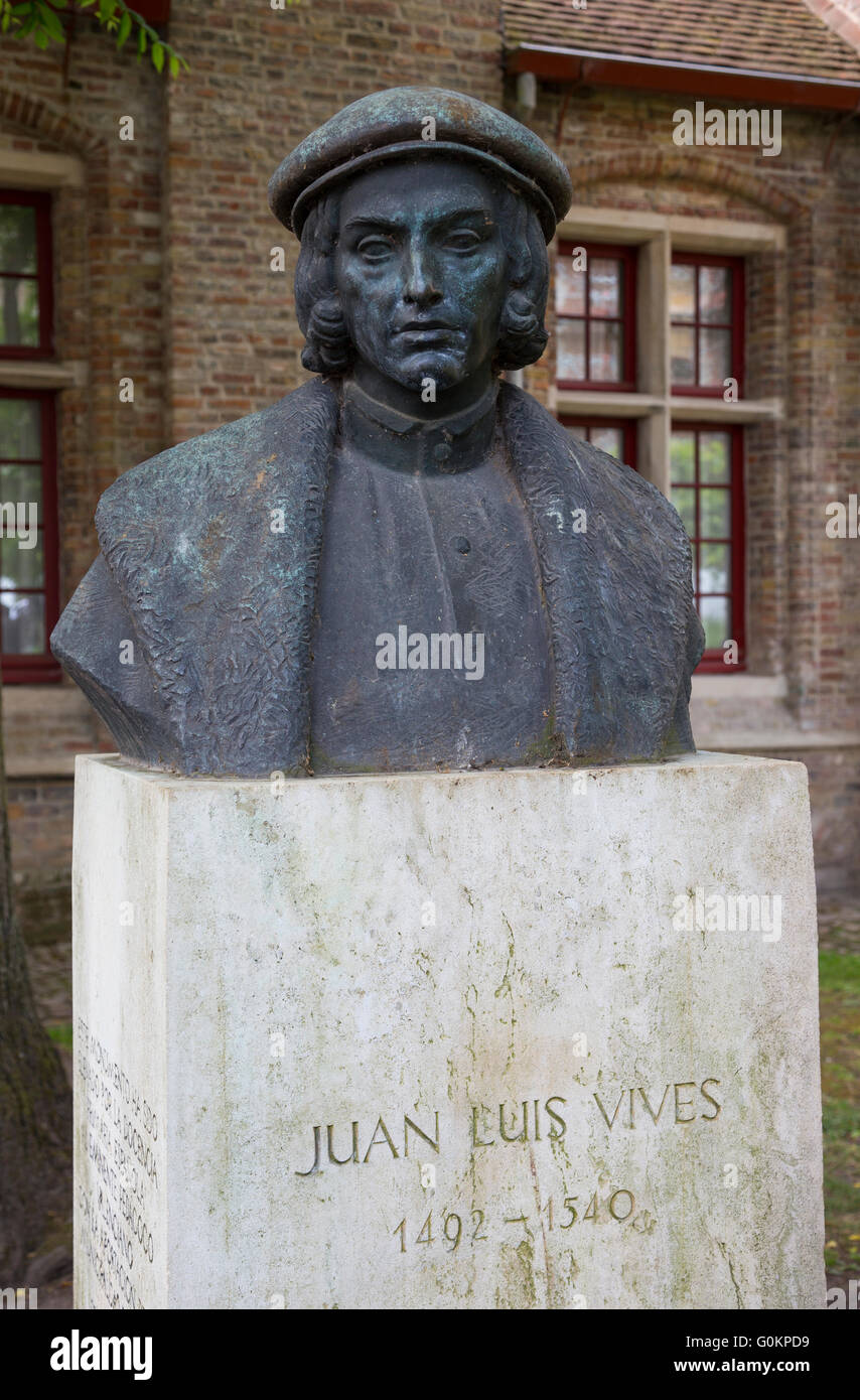 Statue of Juan Luis Vives, Bruges, Belgium Stock Photo