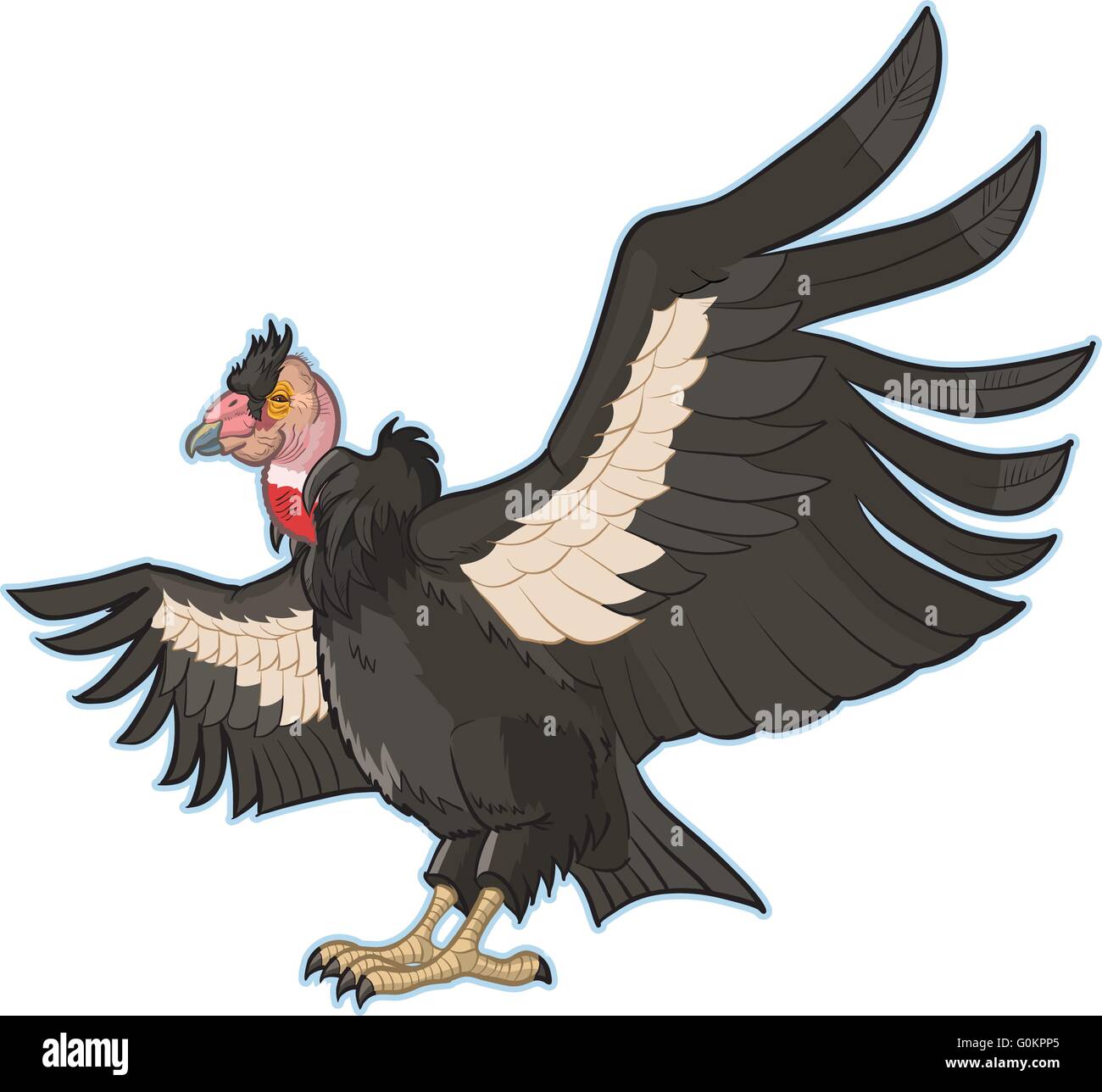 Vector Cartoon Clip Art Illustration of a California Condor with Spread Wings. Stock Vector