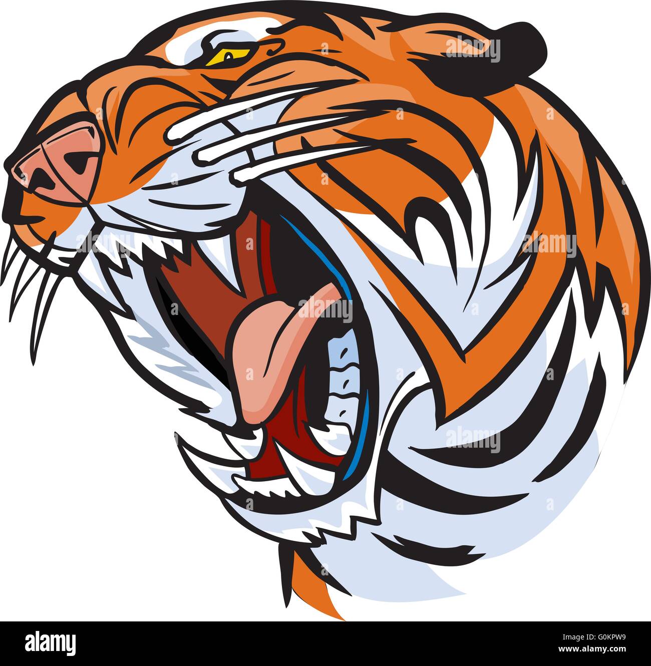 Vector Cartoon Clip Art Illustration of a roaring tiger head Stock Vector