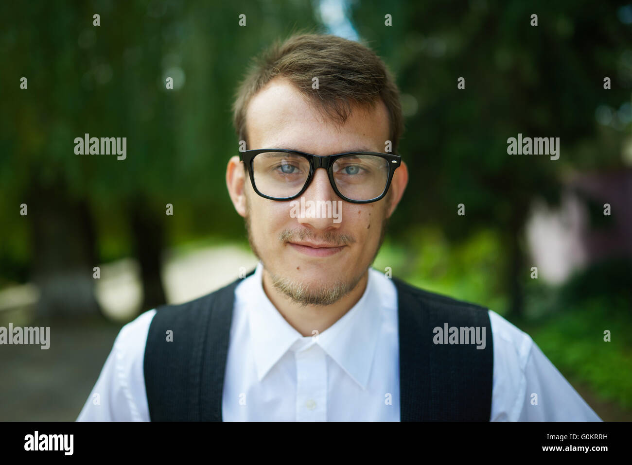 young hipster boy with glasses Stock Photo