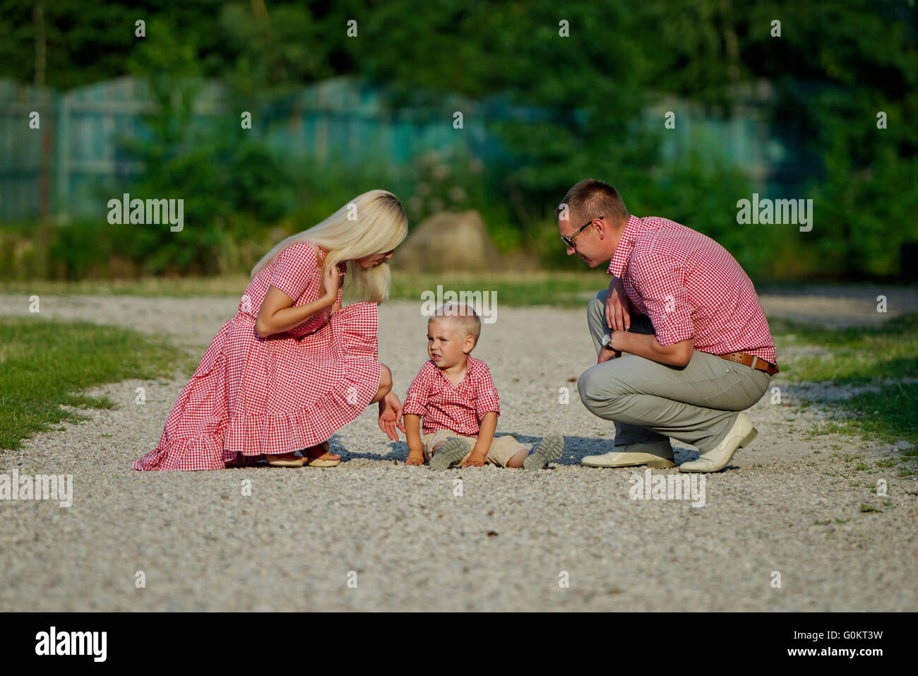 young family parenting naughty son Stock Photo
