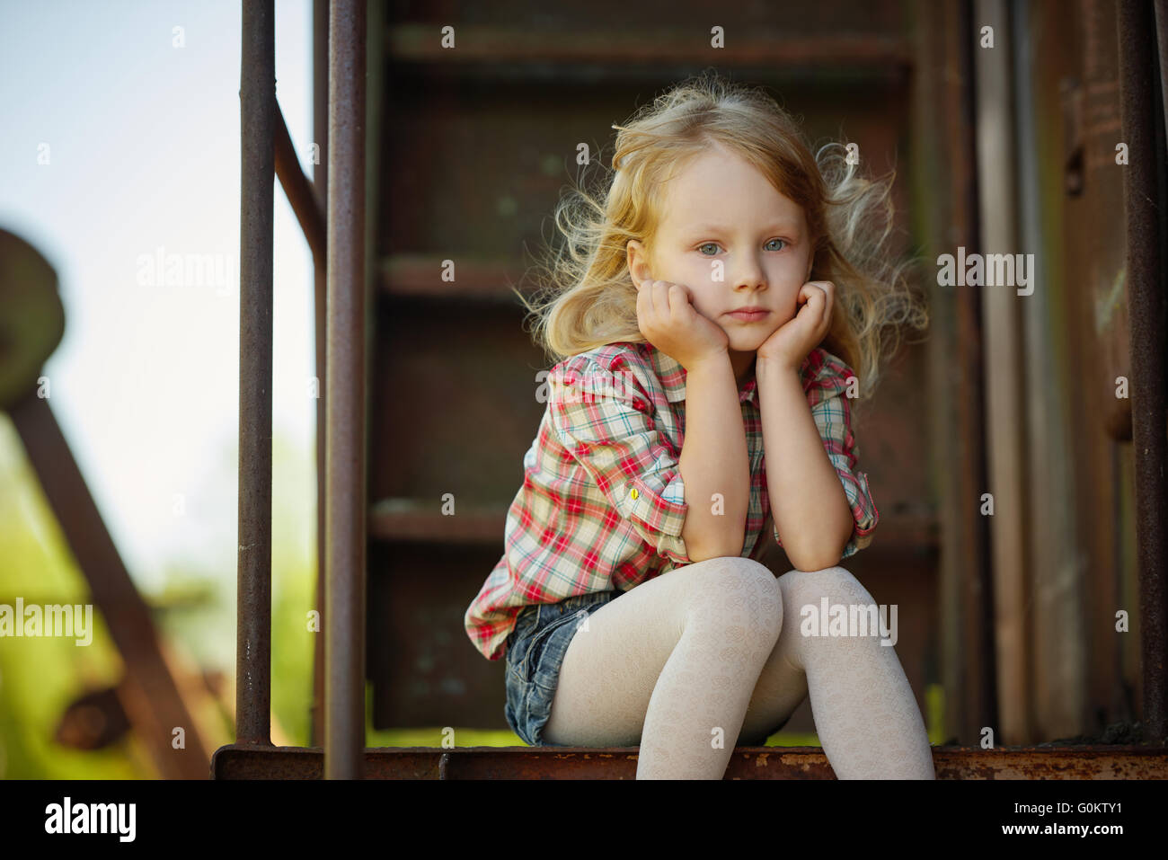 beautiful girl with long hair posing Stock Photo - Alamy