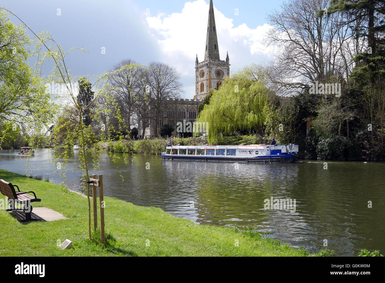 Cruise boat on the River Avon at StratforduponAvon, Warwickshire