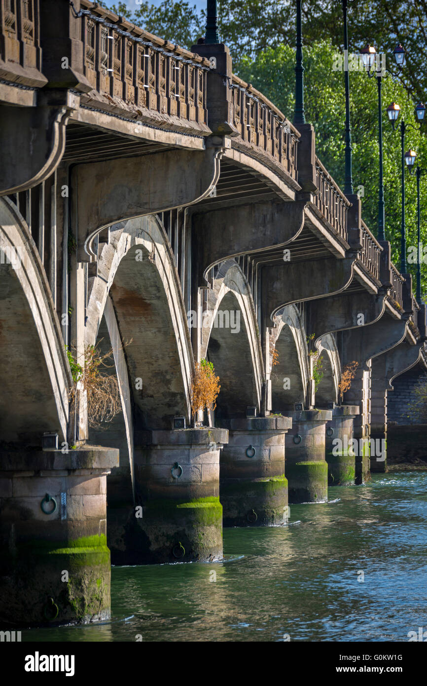 The built supports (substructure) of the Saint Esprit bridge, in the Adour river (Bayonne - Atlantic Pyrenees - France). Stock Photo