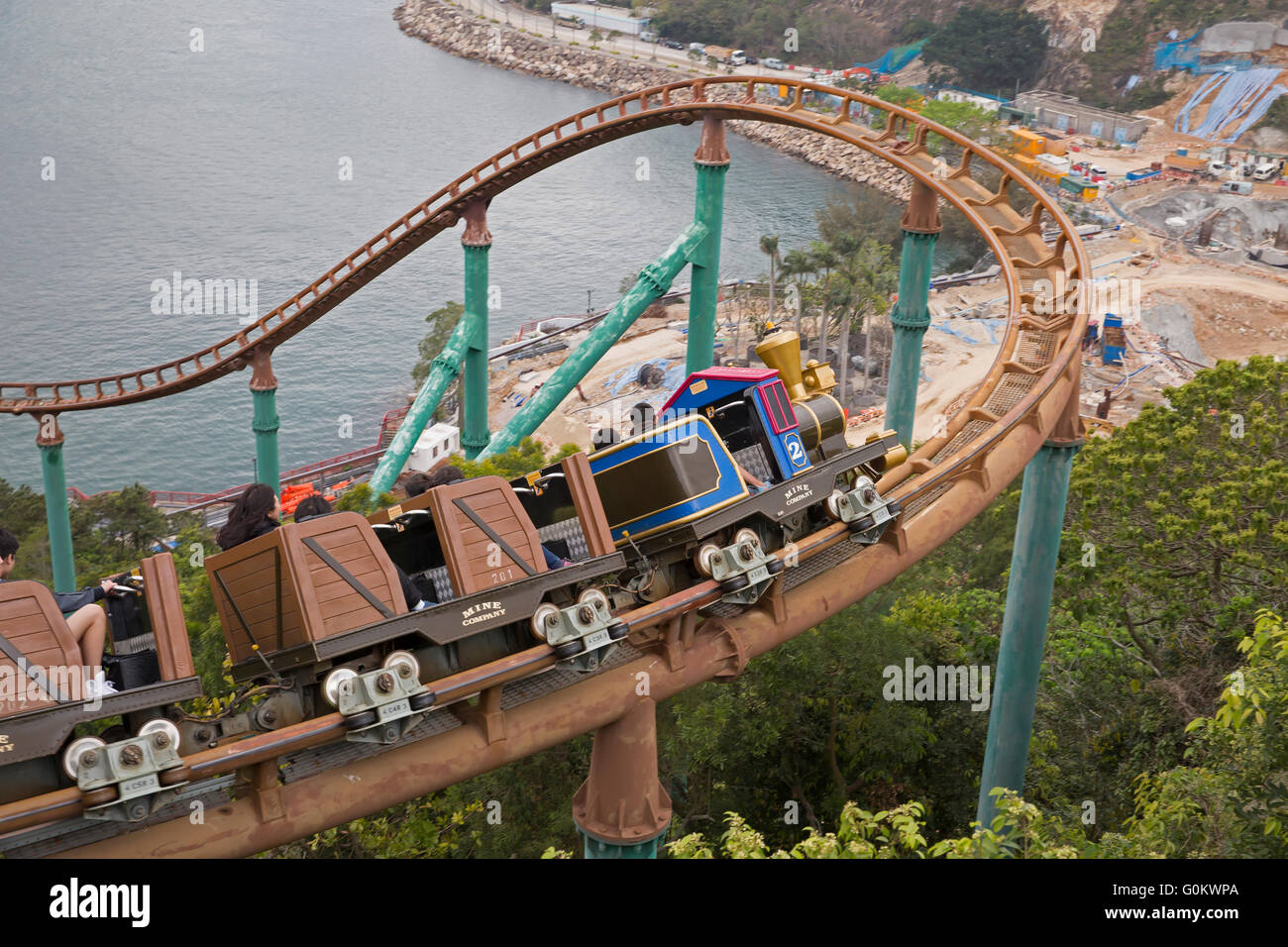 Runaway train ride in ocean Park Hong Kong is placed high up on the