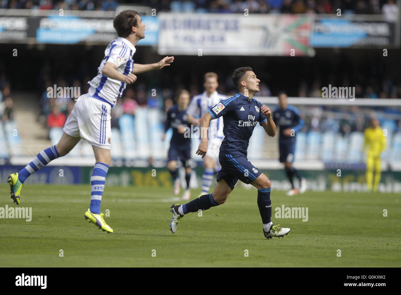 Lucas Vasquez of Real Madrid during the La Liga match espagolde Real Sociedad - Real Madrid at the Anoeta Stadium Stock Photo