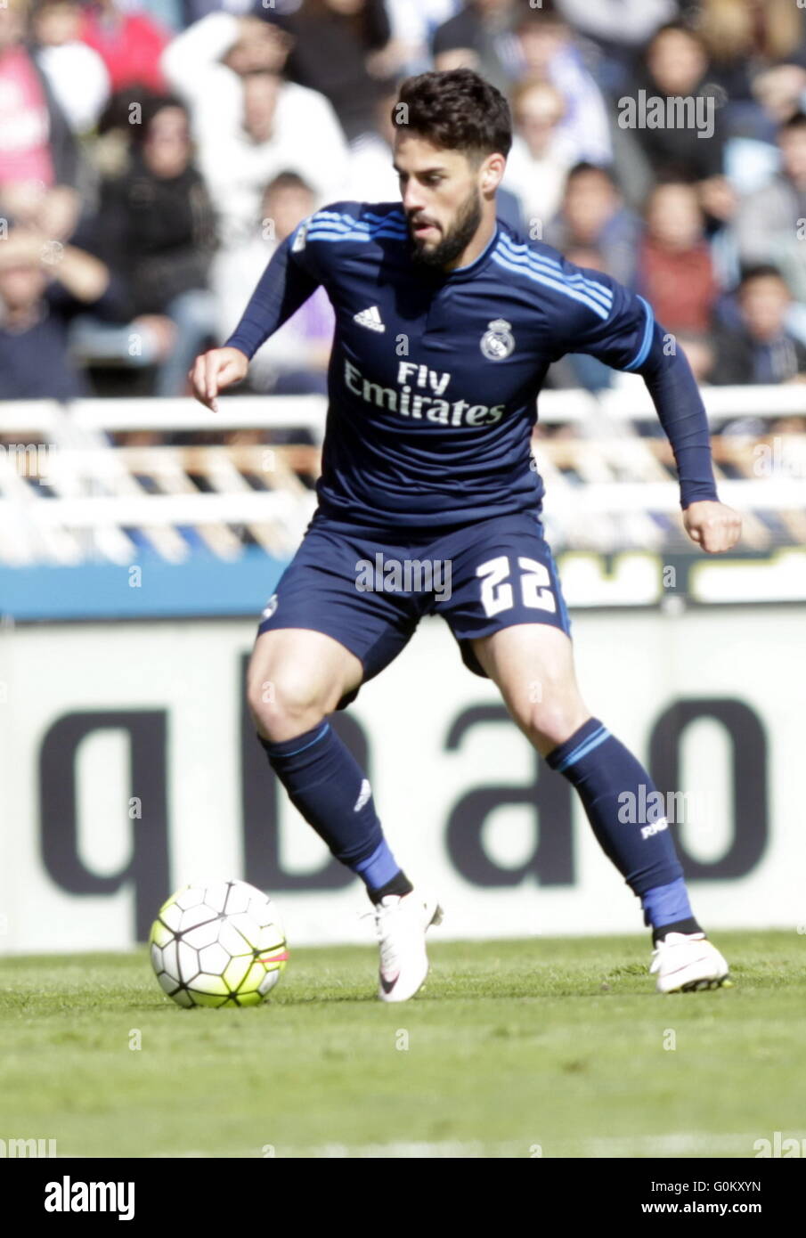 Isco of Real Madrid during the La Liga match espagolde Real Sociedad - Real Madrid at the Anoeta Stadium Stock Photo