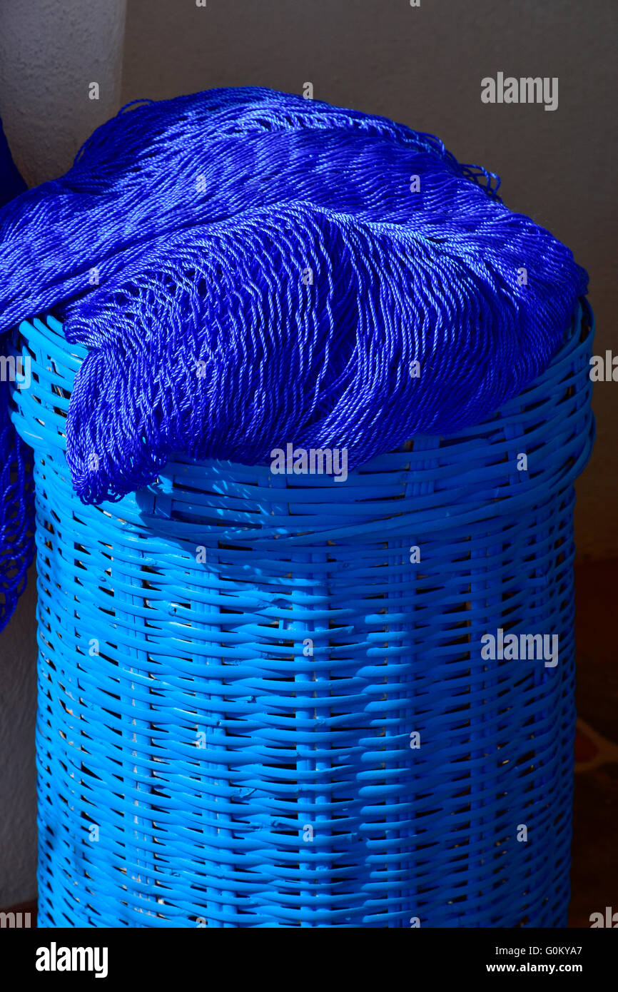 Blue hammock on blue basket Stock Photo