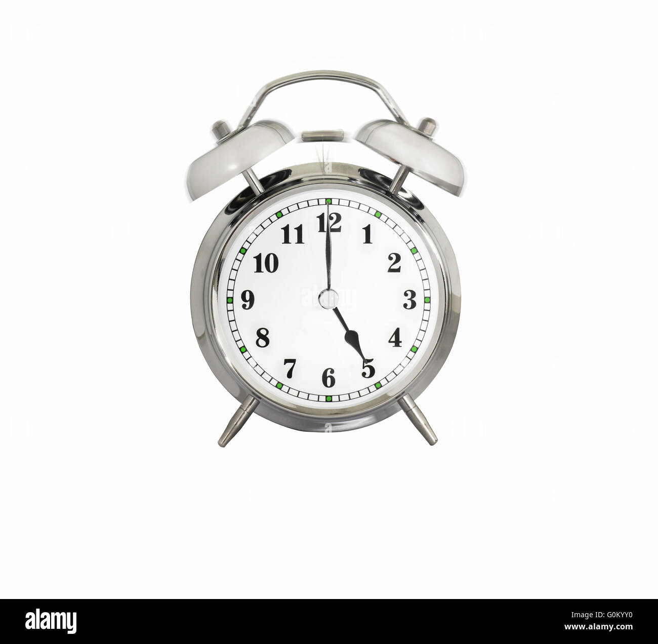 Silver Alarm Clock Ringing at 5am Stock Photo Alamy