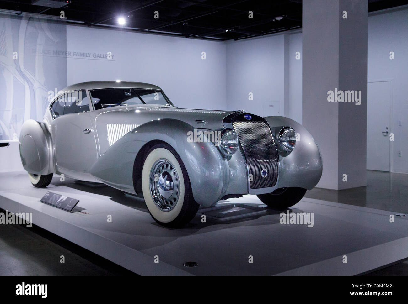 1937 Delage D8 120 S by Pourtout from the collection of Sam and Emily Mann at the Petersen Automotive Museum in Los Angeles Stock Photo