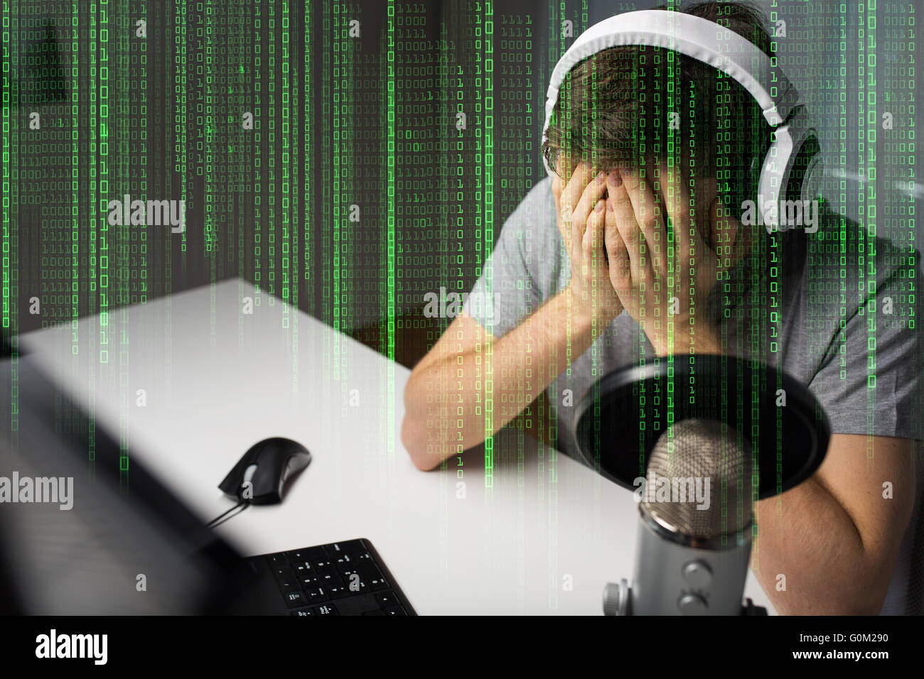 close up of man losing computer video game Stock Photo