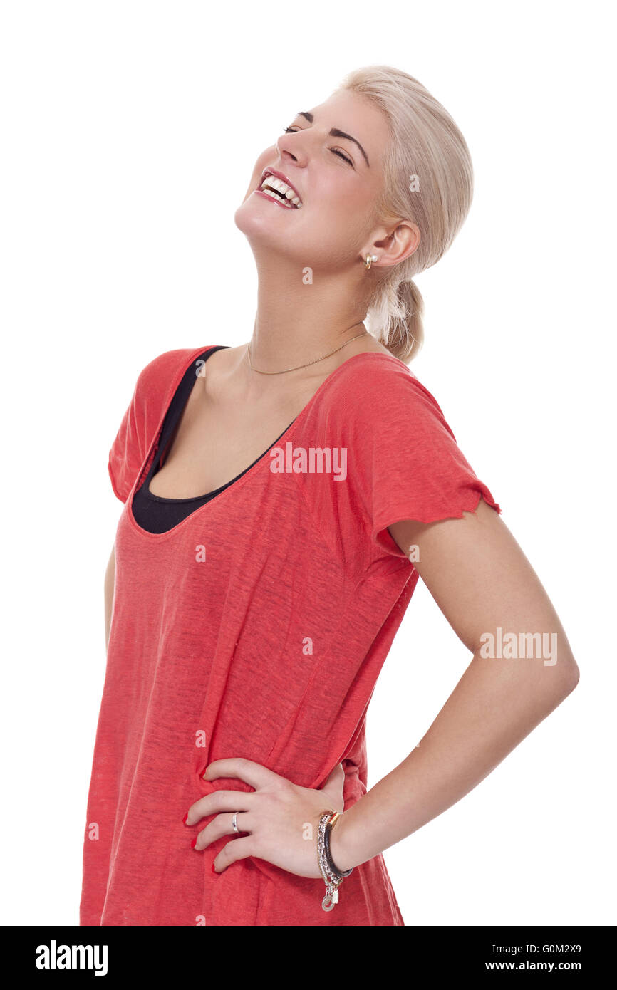 Pretty Woman in red Clothing Stock Photo