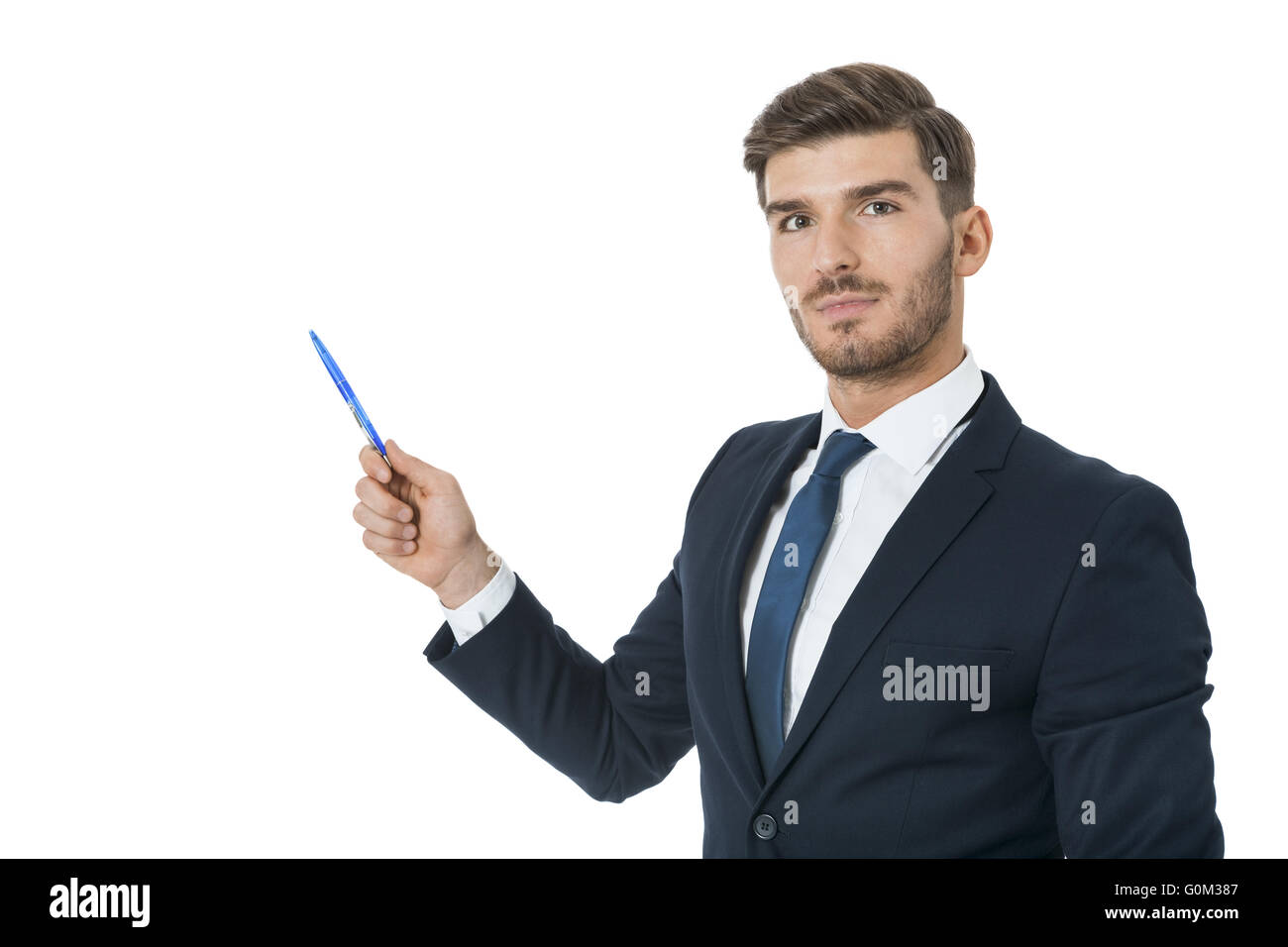 Stylish young businessman doing a presentation Stock Photo