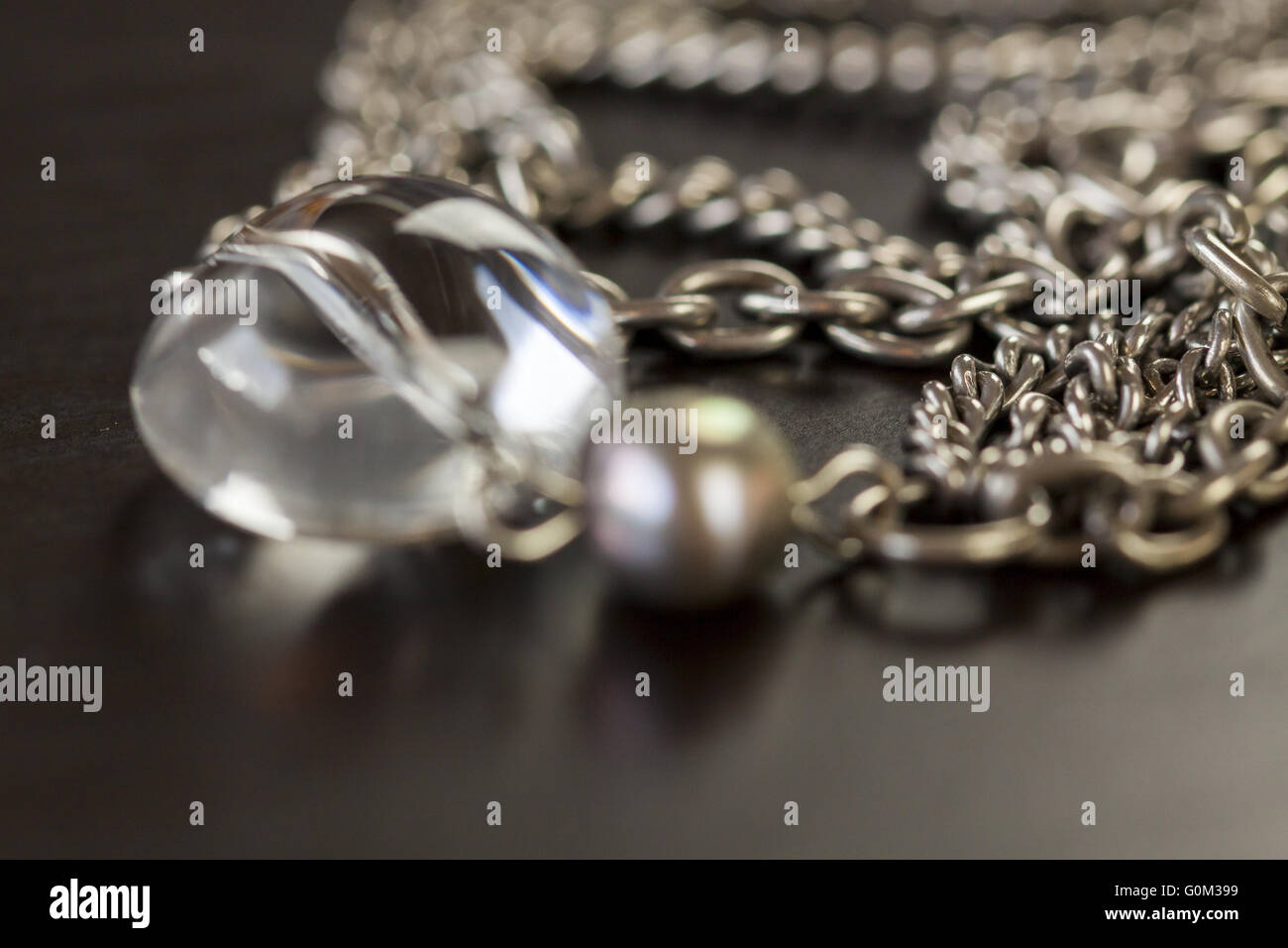 Assorted silver costume jewellery Stock Photo Alamy