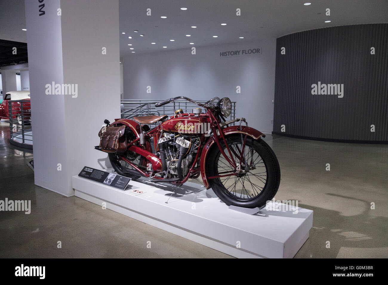 Los Angeles, CA, USA — April 16, 2016: 1927 Indian Big Chief Motorcycle formerly owned by Steve McQueen, now part of the Margie Stock Photo