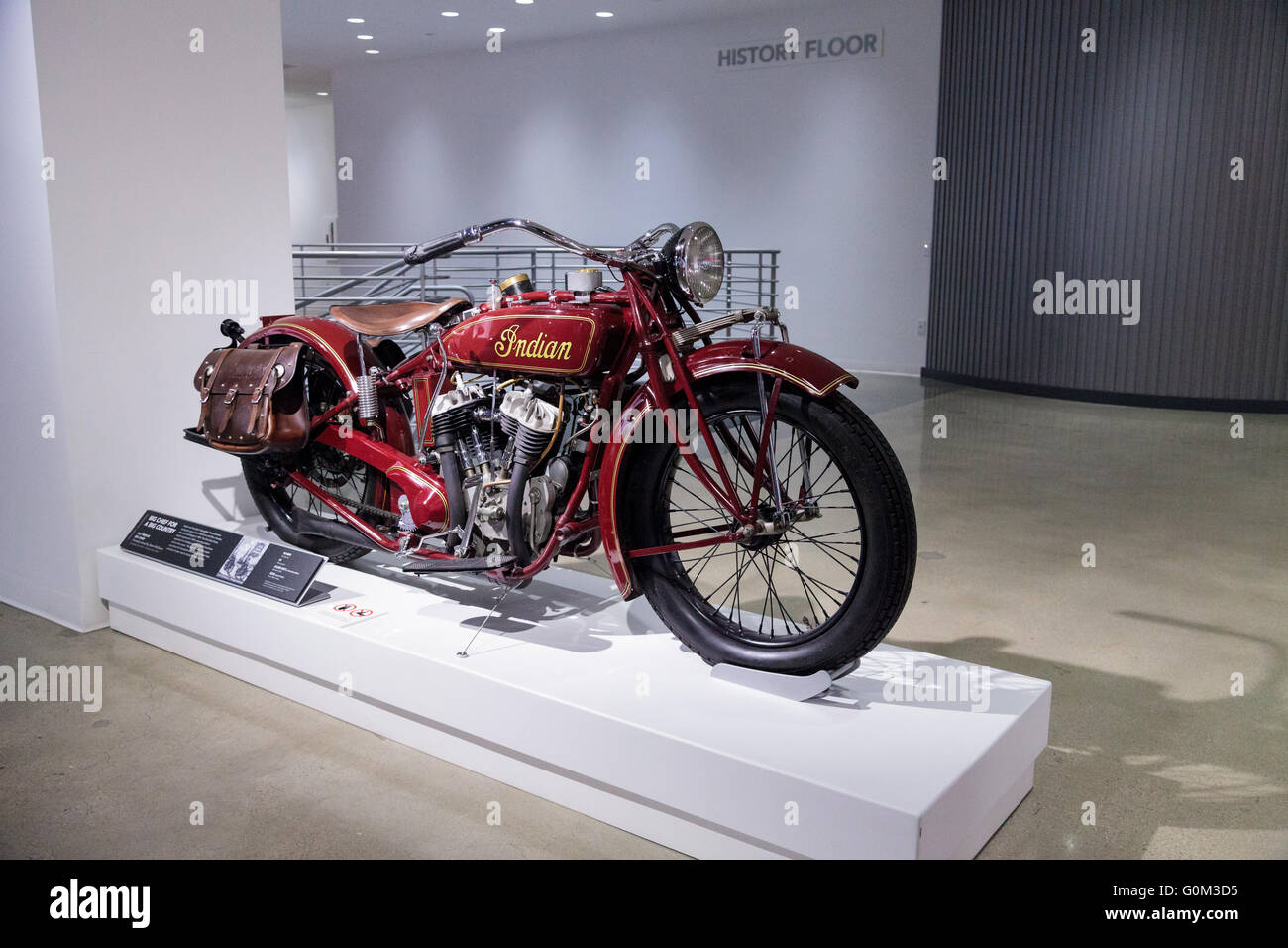 Los Angeles, CA, USA — April 16, 2016: 1927 Indian Big Chief Motorcycle formerly owned by Steve McQueen, now part of the Margie Stock Photo