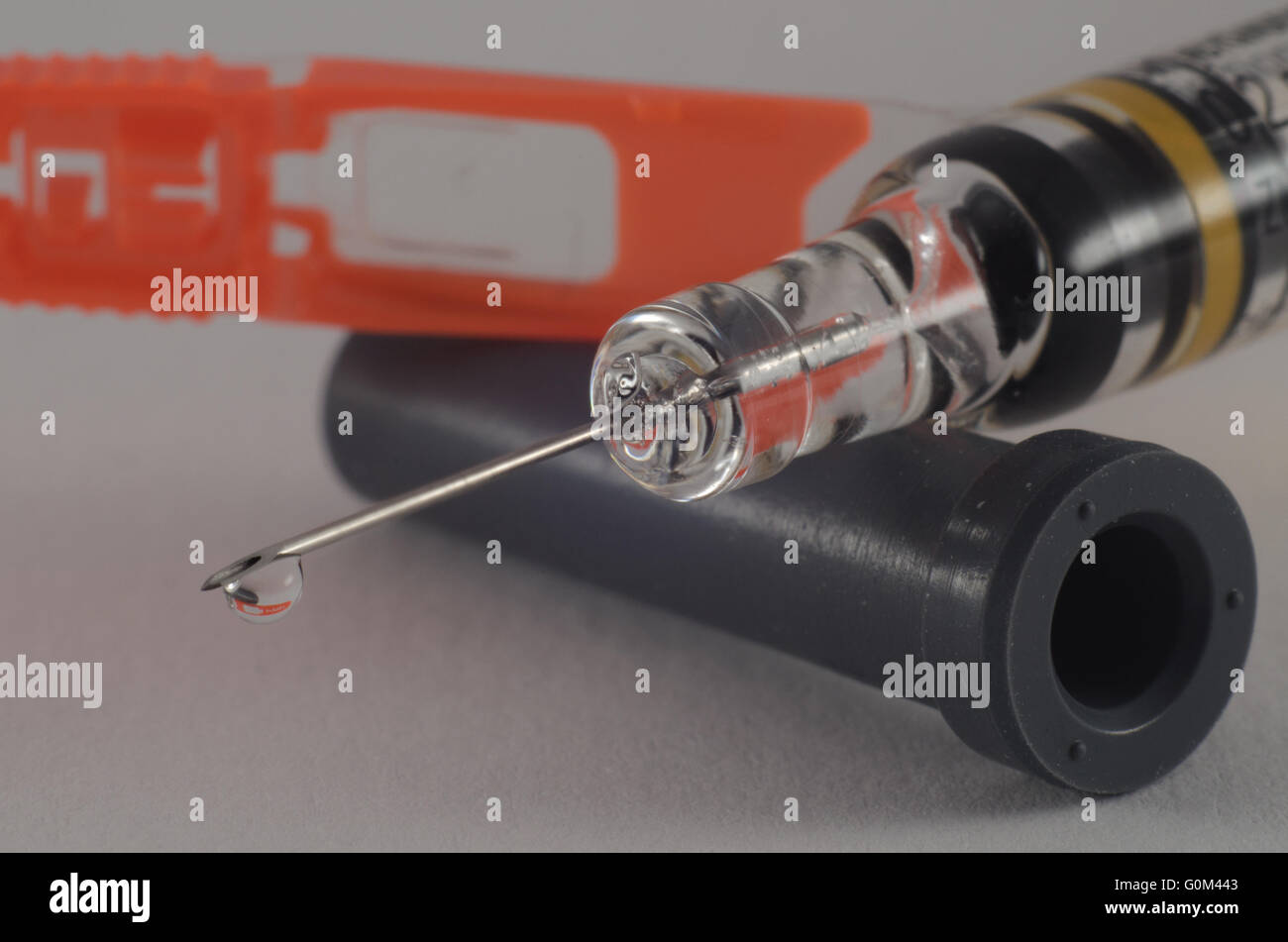 Macro of a glass syringe Stock Photo
