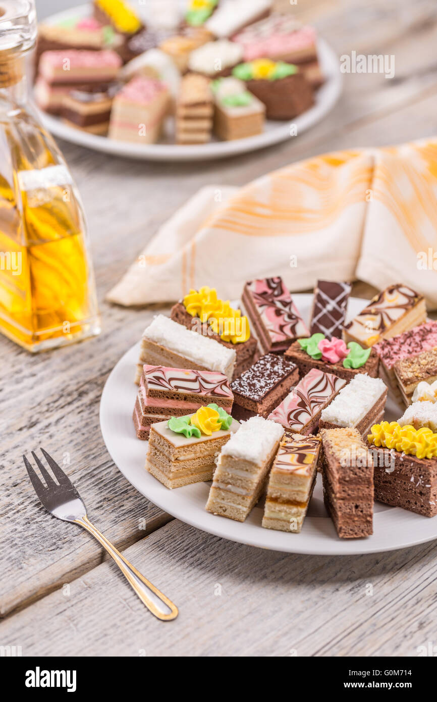 Different sort of small home made sweet cakes Stock Photo - Alamy