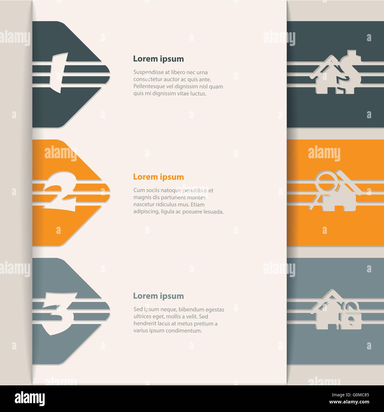Arrow infographic template with 3 options and house icons Stock Vector ...