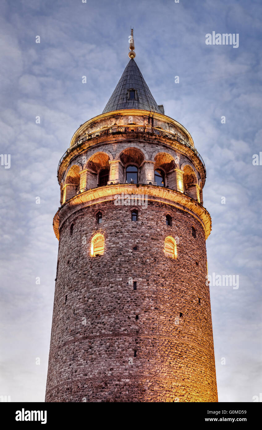 Galata Tower in the evening Stock Photo