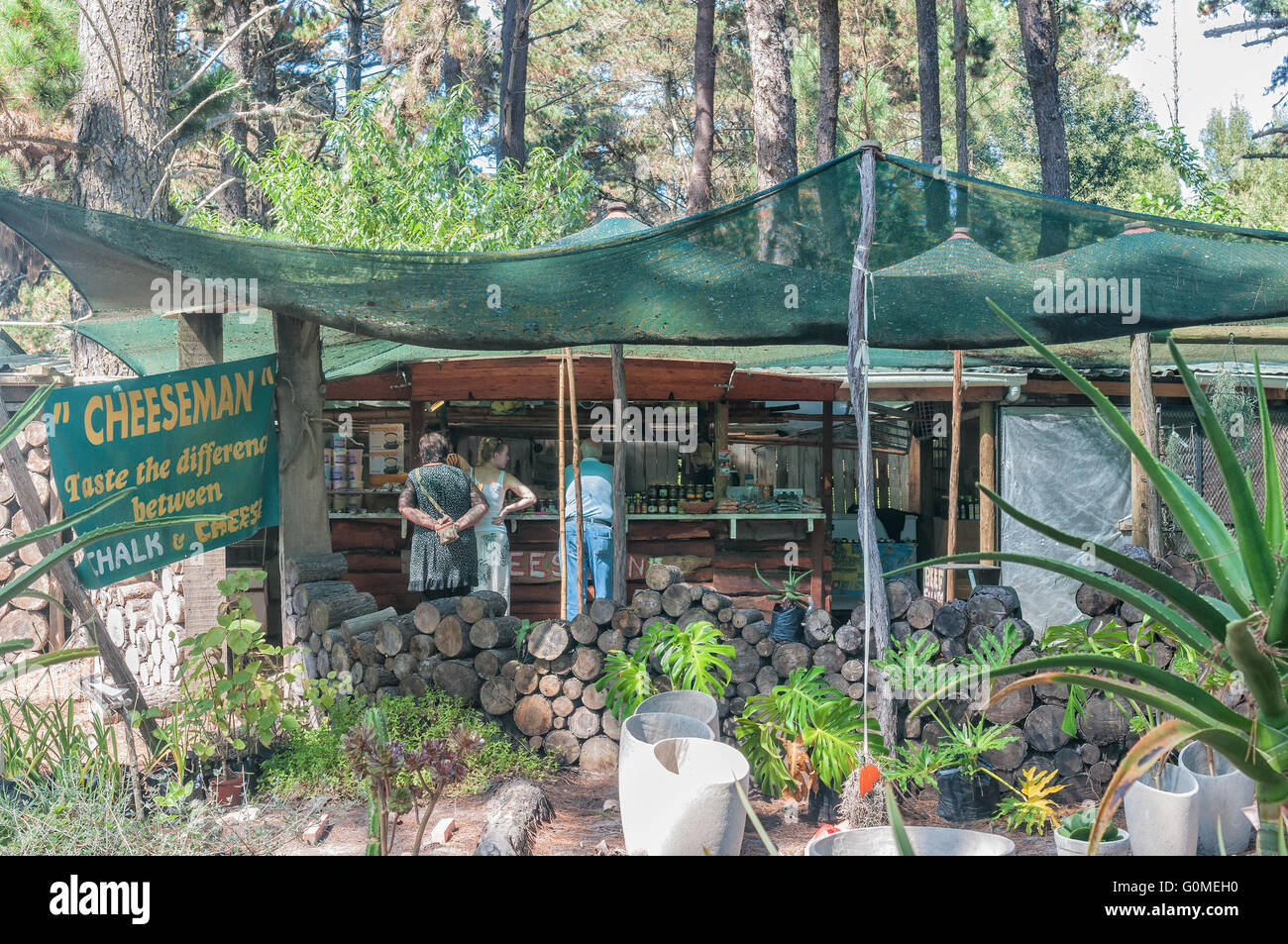 PLETTENBERG BAY, SOUTH AFRICA - MARCH 3, 2016: A cheese farm stall at The Heath near Plettenberg Bay on the road to Knysna Stock Photo