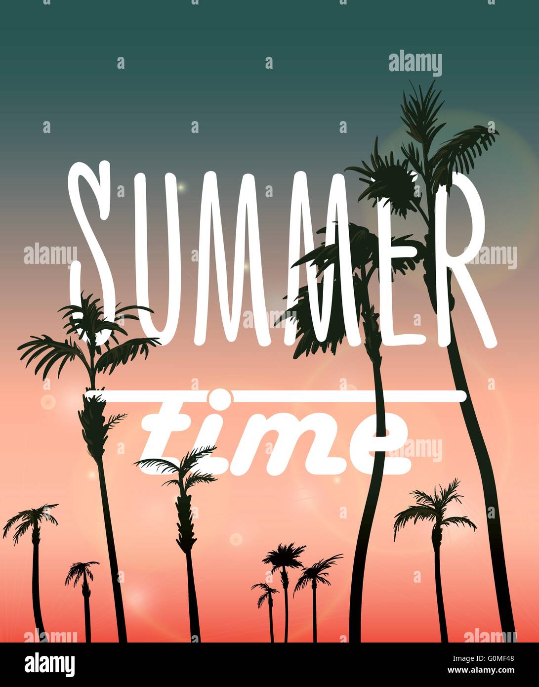 Beach with palm tree Stock Vector Images - Alamy