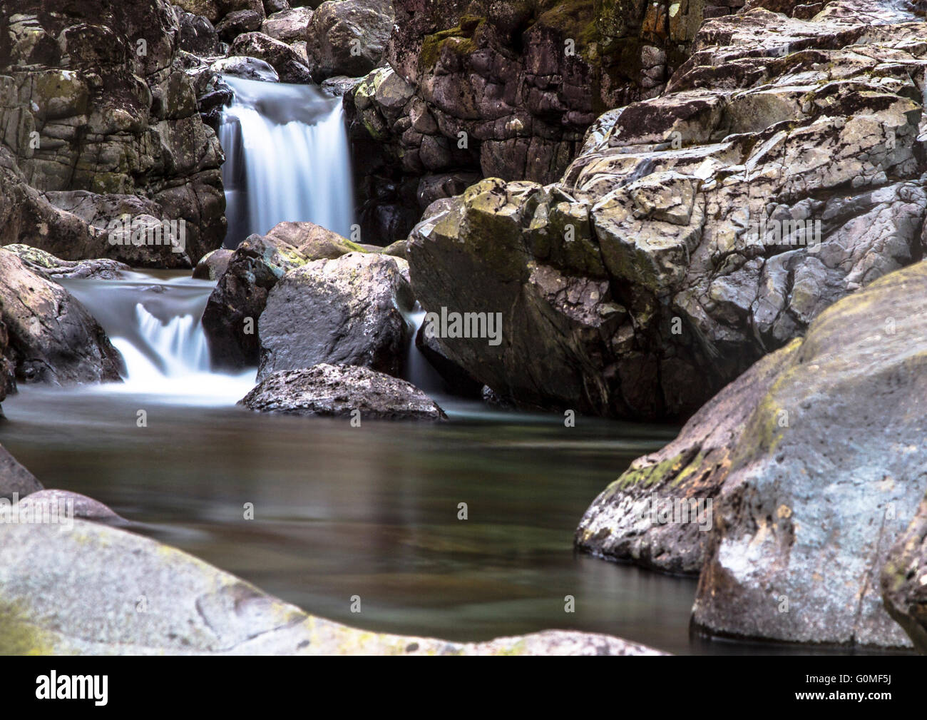 Waterfall at slow shutter speed. Stock Photo