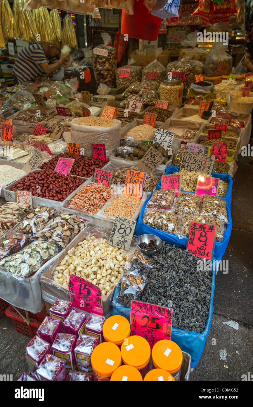 Miscellaneous (dried) food ingredients for sale at the street market in
