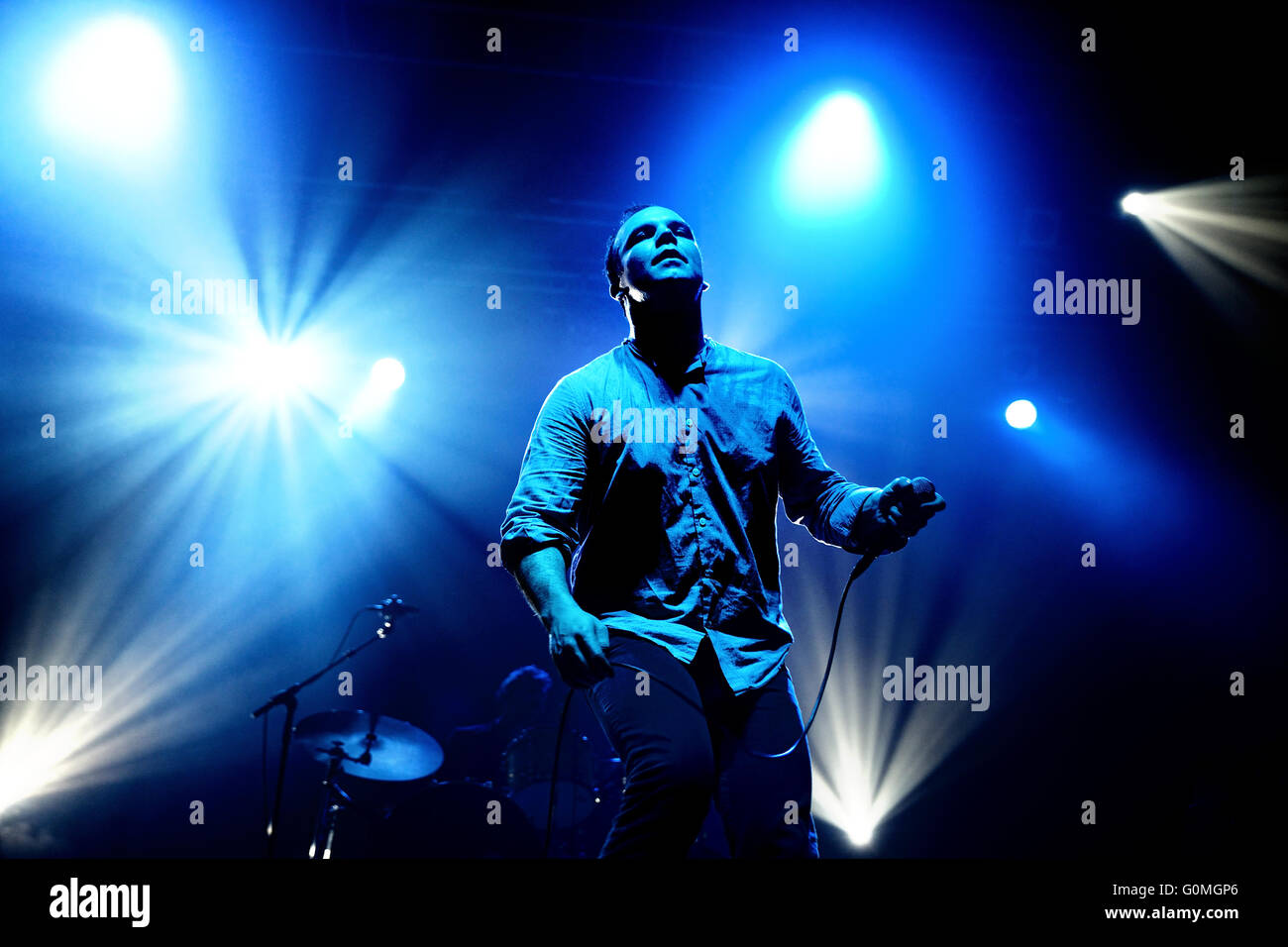 BARCELONA - OCT 20: Future Islands (synthpop electronic dance band) performs at Razzmatazz stage. Stock Photo
