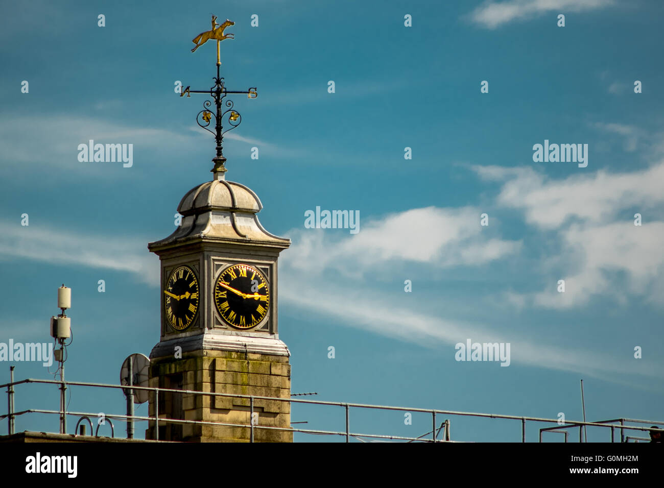 The clocktower at Newmarket Racecourses in England, United Kingdom, horses horse race. Stock Photo