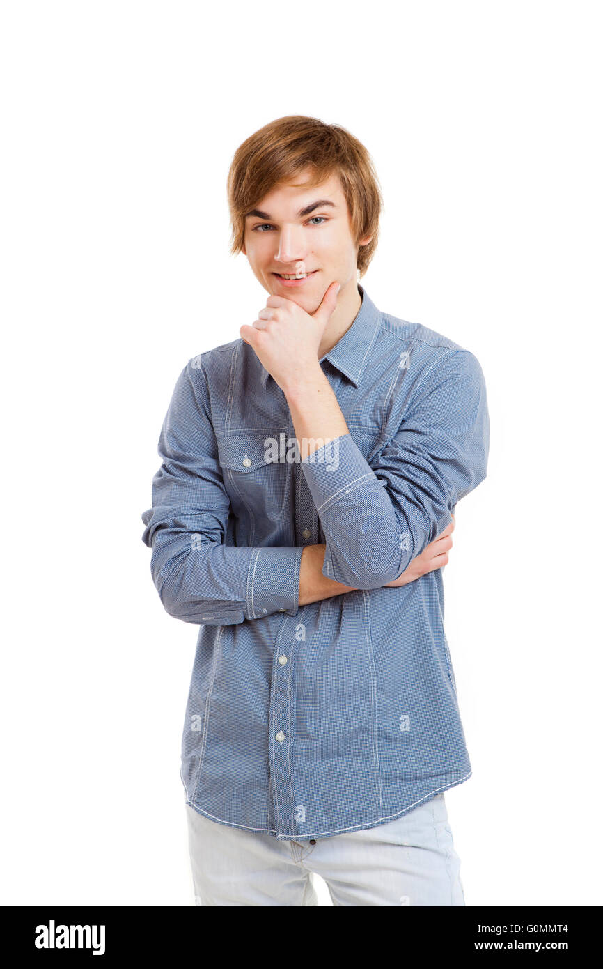Portrait of a happy young man isolated over a white background Stock ...