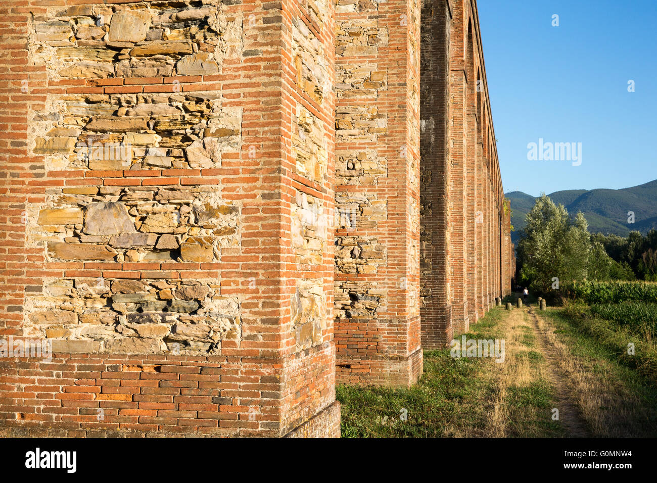 Section of the Nottolini Aqueduct in Tuscany near Lucca, Italy. Warm